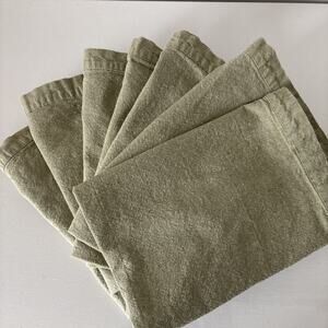 7 Calvin Klein Dinner Cloth Napkins Sage Green Linen Cotton Blend 17.5” Table